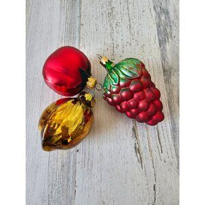 Vintage glass fruit ornament raspberry tomato‎ acorn food Xmas tree set